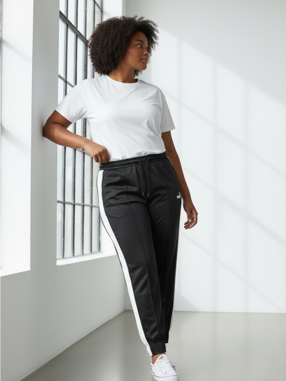 🆕 Puma - Black Track Pants with White Side Stripe - 1X - NWT